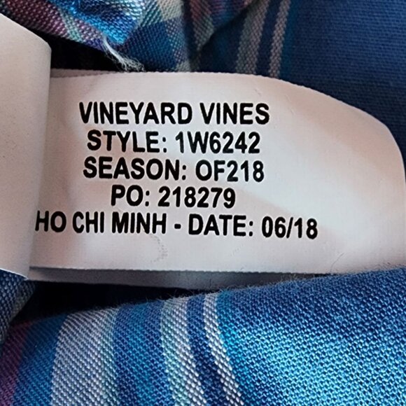 Vineyard Vines Mens Medium Whale Shirt Slim Fit Blue Pink Plaid Logo Button - Picture 8 of 9